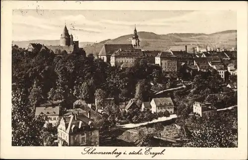 Ak Schwarzenberg im Erzgebirge Sachsen, Panorama, Burg, Kirche