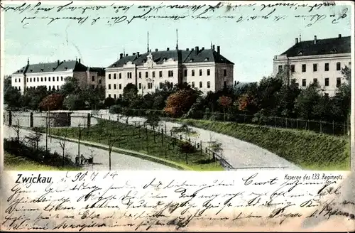 Ak Zwickau in Sachsen, Kaserne des 133. Regiments