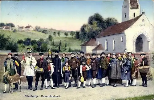 Ak Altenburger Bauernhochzeit, Trachten, Ziege