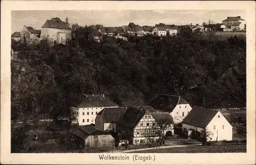 Ak Wolkenstein Erzgebirge, Blick auf den Ort, Abhang