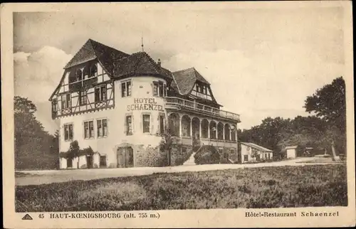 Ak Orschwiller Orschweiler Elsass Bas Rhin, Hohkönigsburg, Hotel Restaurant Schaenzel