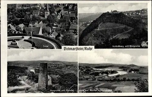 Ak Volmarstein Wetter an der Ruhr, Total, Schlossberg, Burgruine, Wetter- und Harkortsee