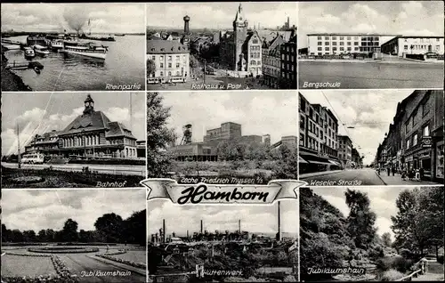 Ak Hamborn Duisburg, Weseler Straße, Bergschule, Bahnhof, Jubiläumshain, Post