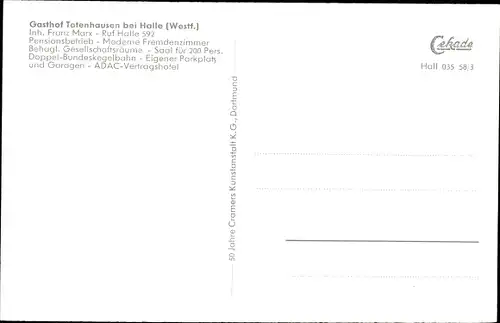 Ak Halle Nordrhein Westfalen, Gasthof Tatenhausen, Inhaber Franz Marx, Schloss, Kegelbahn, Inneres