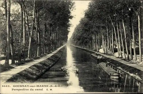 Ak Gournay sur Marne Seine Saint Denis, Perspective du canal