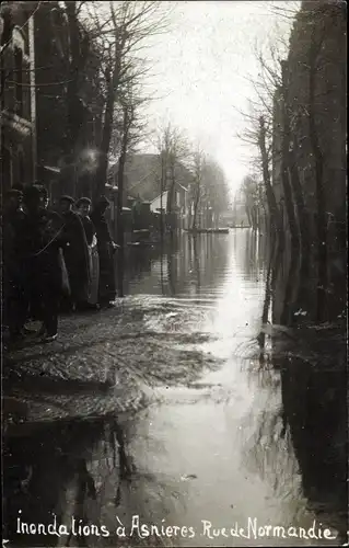 Ak Asnières Hauts-de-Seine, Inondations 1910, Rue de Normandie