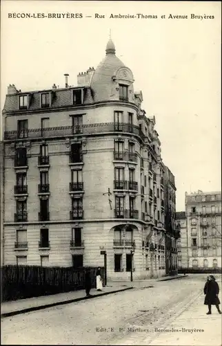 Ak Becon les Bruyeres Hauts de Seine, Rue Ambroise Thomas et Avenue Bruyeres