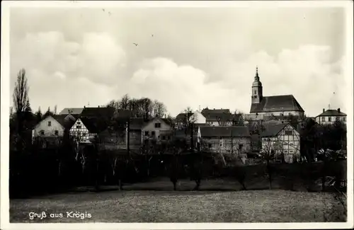 Ak Krögis Käbschütztal Sachsen, Kirche, Wohnhäuser, Müller's Gaststätte, Kolonialwarenhandlung