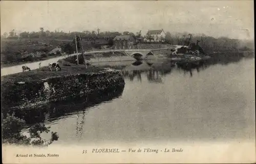 Ak Ploermel Morbihan, Vue de l'Etang, La Bonde