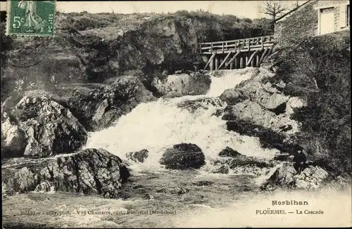 Ak Ploermel Morbihan, La Cascade
