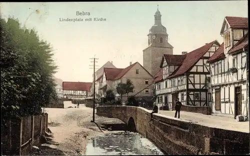 Ak Bebra an der Fulda Hessen, Lindenplatz mit Kirche