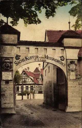 Ak Kupferhammer Grünthal Olbernhau im Erzgebirge Sachsen, Eingang Sächs. Kupfer u. Messingwerke