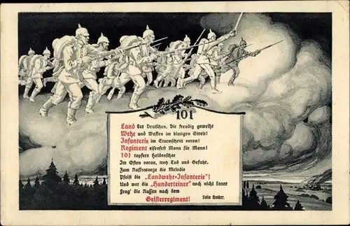 Regiment Künstler Ak Geister Regiment, Landwehr Infanterie 101