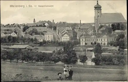 Ak Marienberg im Erzgebirge Sachsen, Totalansicht der Ortschaft