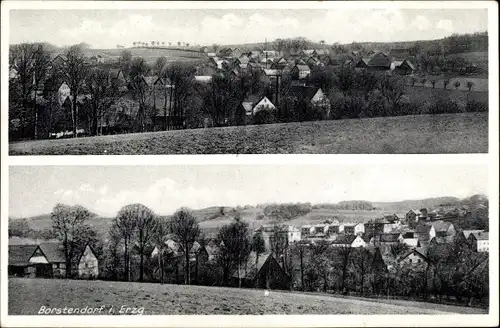 Ak Borstendorf Grünhainichen im Erzgebirge Sachsen, Blick auf den Ort