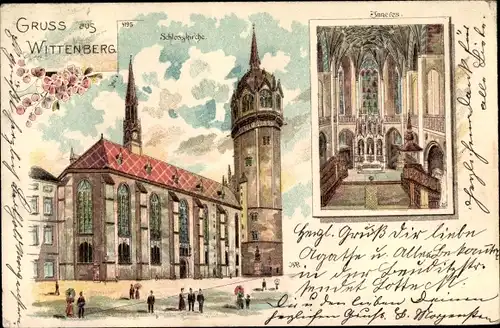 Litho Lutherstadt Wittenberg, Schlosskirche, Innenansicht
