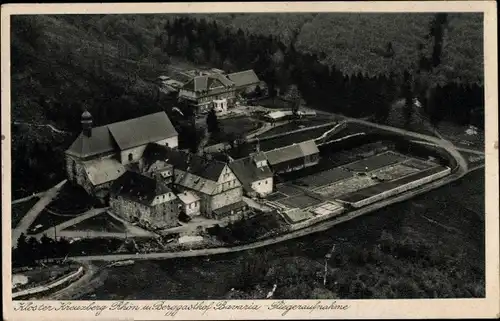 Ak Bischofsheim Rhön, Berggasthof Bavaria auf dem Kreuzberg, Fliegeraufnahme