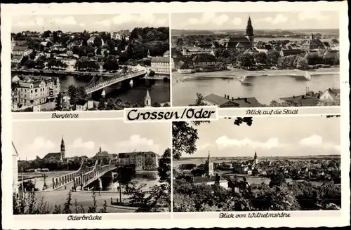 Ak Krosno Odrzańskie Crossen Oder Ostbrandenburg, Oderbrücke, Berglehne, Blick auf den Ort