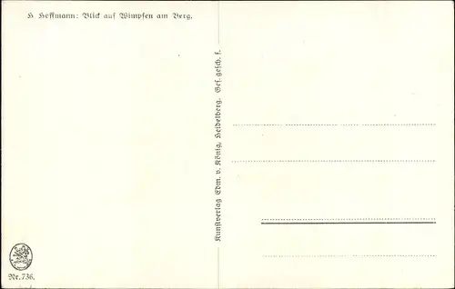 Künstler Ak Hoffmann, H., Bad Wimpfen, Blick auf Wimpfen am Berg