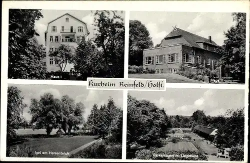 Ak Reinfeld in Holstein, Kurheim, Haus I, Haus II, Herrenteich, Parkanlagen mit Liegehalle