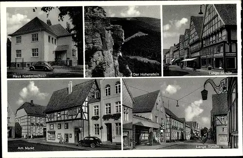 Ak Hessisch Oldendorf an der Weser, Markt, Lange Straße, Haus Niedersachsen, Hohenstein