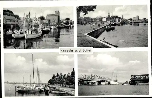 Ak Kappeln an der Schlei, Segelschiffe, Promenade,