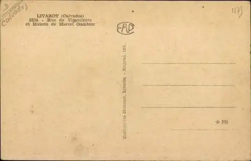 Ak Livarot Calvados, Rue de Vimoutiers et Maison de Marcel Gambier