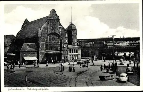 Ak Gelsenkirchen im Ruhrgebiet, Bahnhofsvorplatz