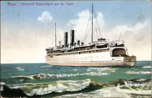 Ak Insel Rügen, Fährschiff Deutschland auf der Fahrt