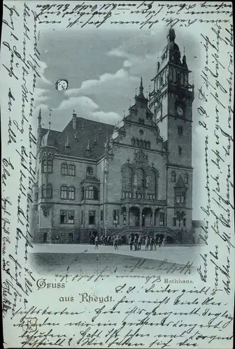 Mondschein Ak  Rheydt Mönchengladbach am Niederrhein, Rathaus