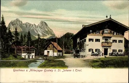 Ak Gasteig in Tirol, Gasthaus zum Mitterjager