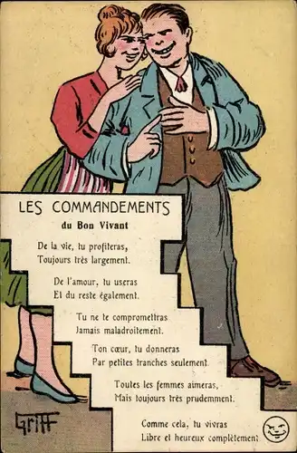 Künstler Ak Griff, Les Commandements du Bon Vivant