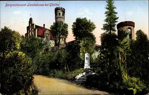 Ak Görlitz in der Lausitz, Landeskrone, Bergrestaurant