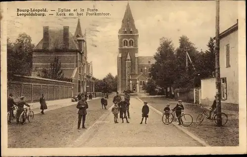 Ak Bourg Leopold Leopoldsburg Flandern Limburg, Eglise et la Poste