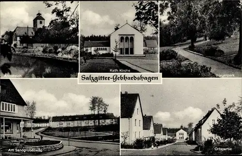 Ak Gebhardshagen Salzgitter, Kirche, Amtsteich, Park