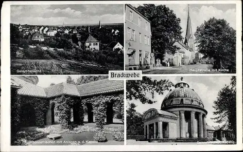 Ak Brackwede Bielefeld in Nordrhein Westfalen, Hauptstraße, Kirche, Sennefriedhof, Kapelle, Totale