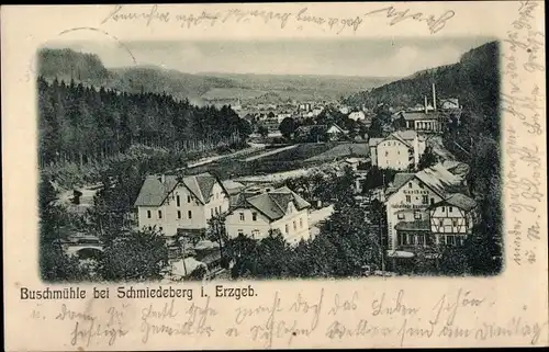 Ak Buschmühle Schmiedeberg Dippoldiswalde im Osterzgebirge, Blick auf den Ort