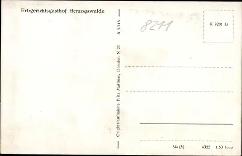 Ak Herzogswalde Wilsdruff Sachsen, Erbgerichtsgasthof