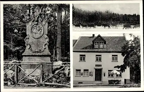 Ak Entenpfuhl Pferdsfeld im Hunsrück Bad Sobernheim an der Nahe, Gasthaus zum Jäger aus Kurpfalz