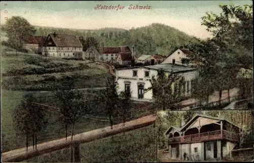 Ak Hetzdorf Halsbrücke in Mittelsachsen, Blick auf Ortschaft und Umgebung, Restauration