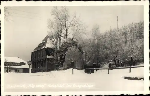 Ak Rehefeld Zaunhaus Altenberg im Erzgebirge, Gasthütte Jägerhof, Besitzer E. Schilling