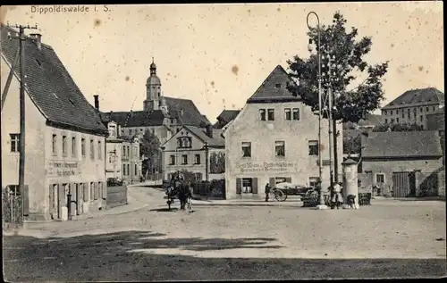 Ak Dippoldiswalde im Erzgebirge, Marktplatz mit Kirche