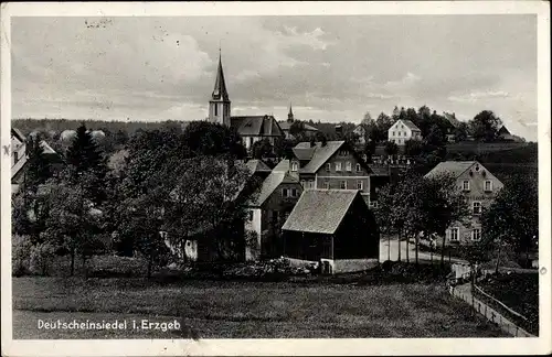Ak Deutscheinsiedel Deutschneudorf, Blick zum Ort mit Kirche