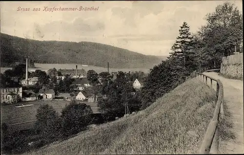 Ak Kupferhammer Grünthal Olbernhau im Erzgebirge Sachsen, Teilansicht des Ortes mit Umgebung