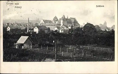 Ak Alzey in Rheinhessen, Totalansicht mit Schloss