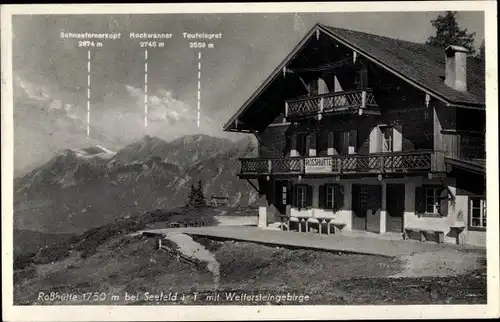 Ak Seefeld in Tirol, Roßhütte mit Wettersteingebirge