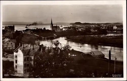 Ak Trondhjem Trondheim Norwegen, Blick auf den Ort