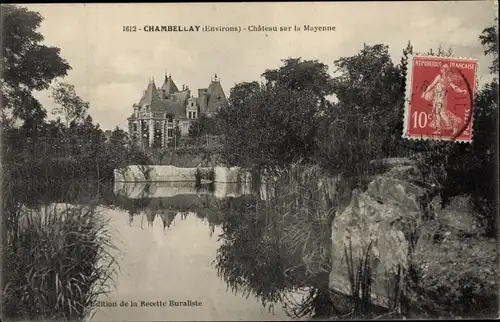 Ak Chambellay Maine-et-Loire, Château sur la Mayenne