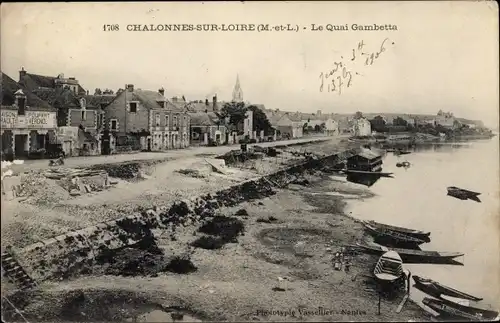 Ak Chalonnes Maine et Loire, Le Quai Gambetta