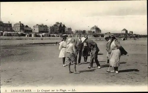 Ak Lion sur Mer Calvados, Le Croquet sur la Plage